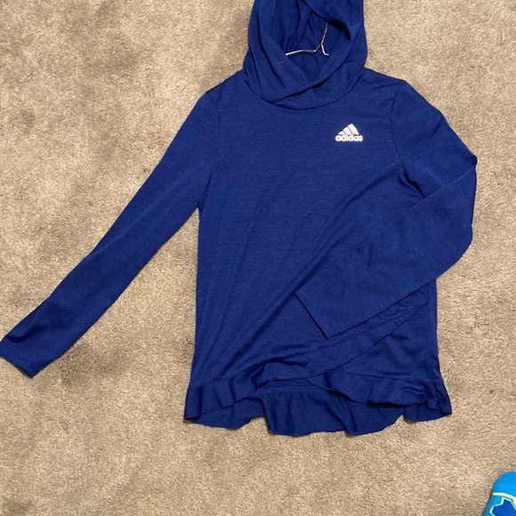adidas Other - Girls blue Adidas hooded long sleeve tee size  (14) L